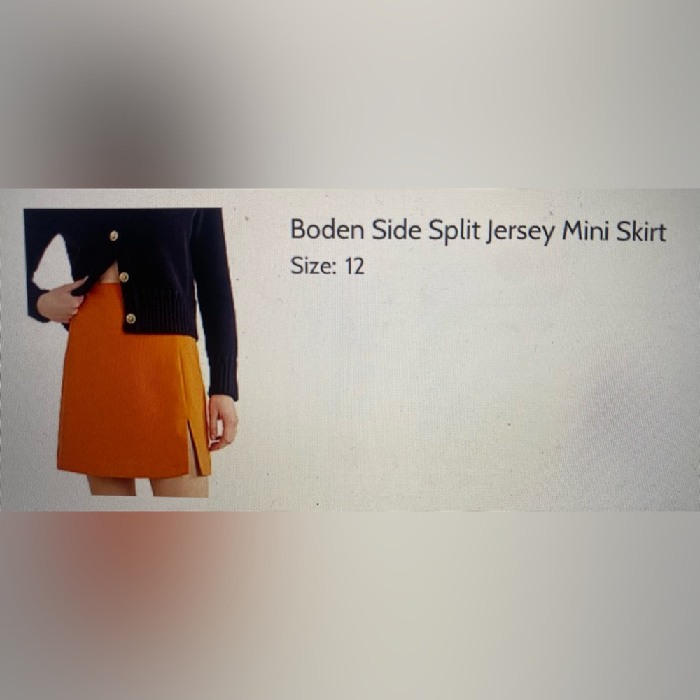 BNWT BODEN Side Split Jersey Mini Skirt Sz: 12